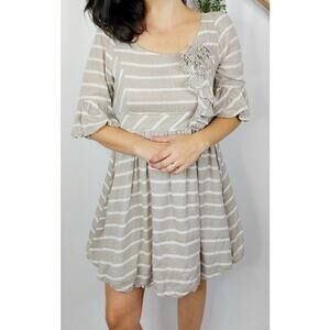 RYU Modcloth Coquette Striped 3/4 Sleeve Bubble Dress Women's Size Large